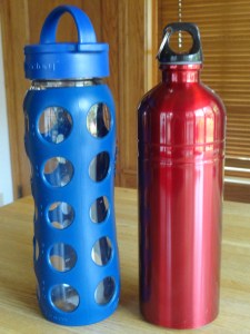Avoid plastic, fill your glass or metal bottles with water or other liquid