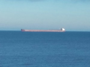 An occasional 1000 foot ore boat passes through on horizon
