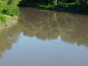 The sun makes the Big Blue look blue. It is thick with sediment.