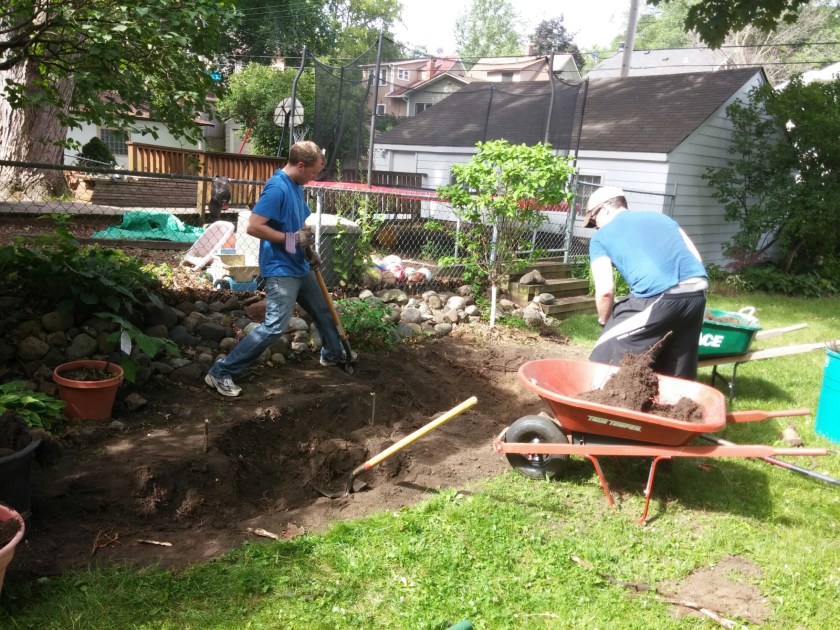 Digging the hole for the garden
