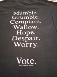 On the back of my Wellstone t-shirt